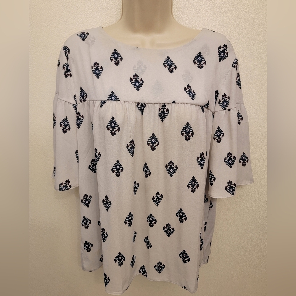 Loft Short Sleeve Blouse with Tie Back